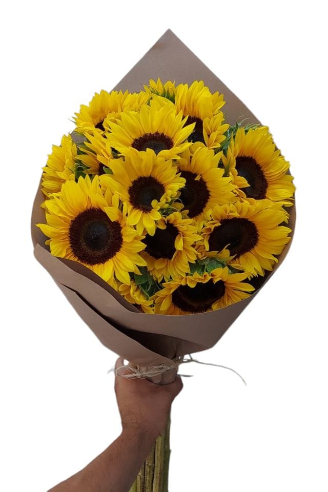 RAMO DE 10 GIRASOLES DECORADOS CON PAPEL COREANO