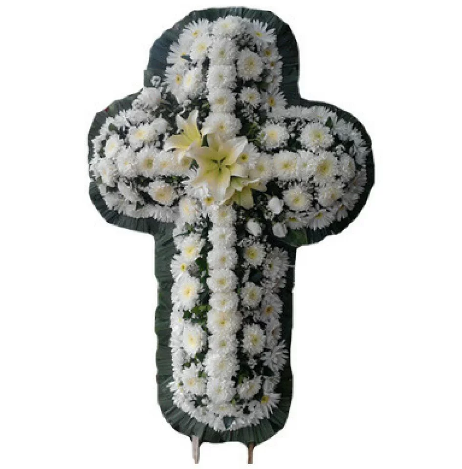 Cruz fúnebre de crisantemos